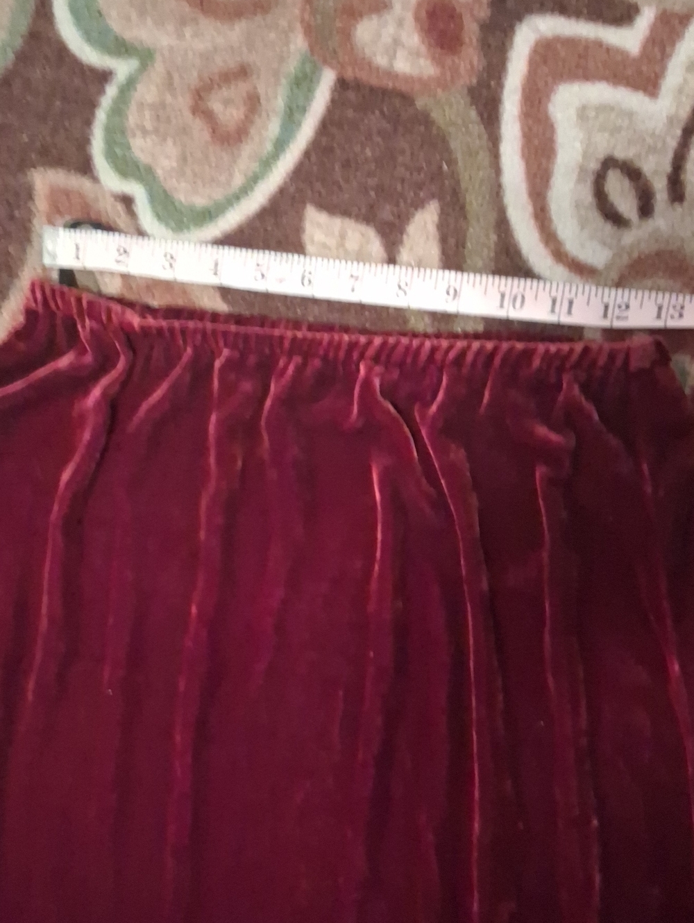 Double D Ranch Wine Red Velvet Asymmetrical Ruffle Skirt - Picture 7 of 10